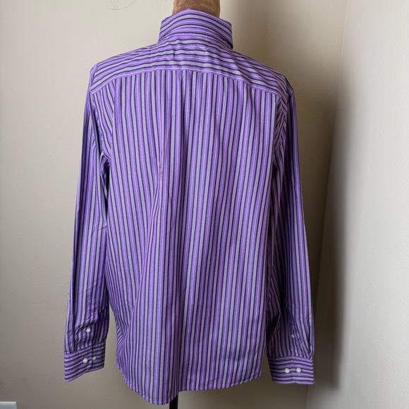 Lauren Ralph Lauren LRL Button Down Shirt Womens Large Purple Stripe Top Blouse - Picture 3 of 7